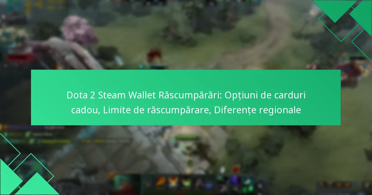 Dota 2 Steam Wallet Răscumpărări: Opțiuni de carduri cadou, Limite de răscumpărare, Diferențe regionale